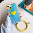 For iPhone 13 Pro Laser Crocodile Texture Hearted Phone Case with Wrist Band (Yellow) - 1