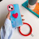 For iPhone 13 Pro Laser Crocodile Texture Hearted Phone Case with Wrist Band (Rose Red) - 1