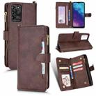 For ZTE Blade V30 Vita / V2022 Litchi Texture Zipper Leather Phone Case(Brown) - 1