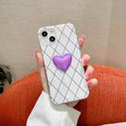 For iPhone 13 Pro Rhombic Texture Hearted Phone Case (Pearl White) - 1