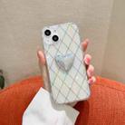 For iPhone 13 Rhombic Texture Hearted Phone Case(Transparent White) - 1