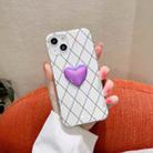 For iPhone 12 Pro Max Rhombic Texture Hearted Phone Case(Pearl White) - 1