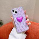 For iPhone 12 Rhombic Texture Hearted Phone Case(Purple) - 1