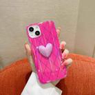For iPhone 11 Rhombic Texture Hearted Phone Case (Rose Red) - 1