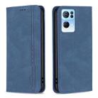 For OPPO Reno7 5G Global Magnetic RFID Blocking Anti-Theft Leather Phone Case(Blue) - 1