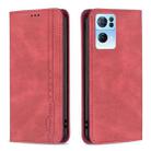 For OPPO Reno7 5G Global Magnetic RFID Blocking Anti-Theft Leather Phone Case(Red) - 1