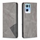 For OPPO Reno7 5G Global Prismatic Invisible Magnetic Leather Phone Case(Grey) - 1