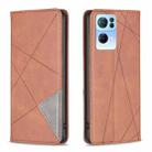 For OPPO Reno7 5G Global Prismatic Invisible Magnetic Leather Phone Case(Brown) - 1