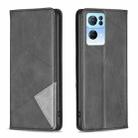 For OPPO Reno7 5G Global Prismatic Invisible Magnetic Leather Phone Case(Black) - 1