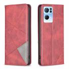 For OPPO Reno7 5G Global Prismatic Invisible Magnetic Leather Phone Case(Red) - 1