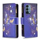 For OnePlus Nord N200 5G Colored Drawing Pattern Zipper Horizontal Flip Phone Leather Case(Purple Butterfly) - 1