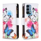 For OnePlus Nord N200 5G Colored Drawing Pattern Zipper Horizontal Flip Phone Leather Case(Two Butterflies) - 1