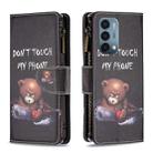 For OnePlus Nord N200 5G Colored Drawing Pattern Zipper Horizontal Flip Phone Leather Case(Bear) - 1