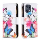 For OPPO Find X5 Pro Colored Drawing Pattern Zipper Horizontal Flip Phone Leather Case(Two Butterflies) - 1