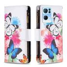 For OPPO Reno7 5G Global Colored Drawing Pattern Zipper Horizontal Flip Phone Leather Case(Two Butterflies) - 1