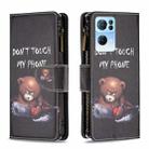 For OPPO Reno7 5G Global Colored Drawing Pattern Zipper Horizontal Flip Phone Leather Case(Bear) - 1