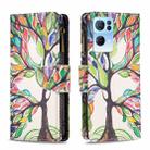 For OPPO Reno7 5G Global Colored Drawing Pattern Zipper Horizontal Flip Phone Leather Case(Tree) - 1