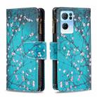 For OPPO Reno7 5G Global Colored Drawing Pattern Zipper Horizontal Flip Phone Leather Case(Plum Blossom) - 1