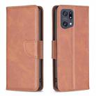 For OPPO Find X5 Pro Lambskin Texture Leather Phone Case(Brown) - 1