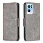 For OPPO Reno7 5G Global Lambskin Texture Leather Phone Case(Grey) - 1