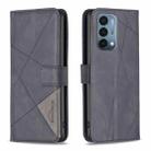 For OnePlus Nord N200 5G BF05 Magnetic Buckle Rhombus Texture Leather Phone Case(Black) - 1