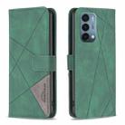 For OnePlus Nord N200 5G BF05 Magnetic Buckle Rhombus Texture Leather Phone Case(Green) - 1