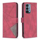 For OnePlus Nord N200 5G BF05 Magnetic Buckle Rhombus Texture Leather Phone Case(Red) - 1