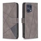 For OPPO Find X5 Pro BF05 Magnetic Buckle Rhombus Texture Leather Phone Case(Grey) - 1