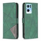 For OPPO Reno7 5G Global BF05 Magnetic Buckle Rhombus Texture Leather Phone Case(Green) - 1