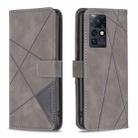 For Infinix Zero X / X Pro BF05 Magnetic Buckle Rhombus Texture Leather Phone Case(Grey) - 1