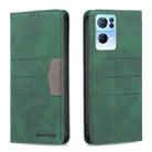 For OPPO Reno7 5G Global Magnetic Splicing Leather Phone Case(Green) - 1