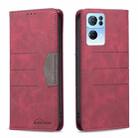 For OPPO Reno7 5G Global Magnetic Splicing Leather Phone Case(Red) - 1