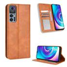 For TCL 30 5G / 30+ Magnetic Buckle Retro Texture Leather Phone Case(Brown) - 1