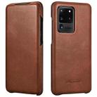 For Samsung Galaxy S20 Ultra ICARER First Layer Cowhide Flip Phone Case(Brown) - 1