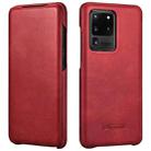 For Samsung Galaxy S20 Ultra ICARER First Layer Cowhide Flip Phone Case(Red) - 1