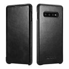 For Samsung Galaxy S10 ICARER First Layer Cowhide Flip Phone Case(Black) - 1