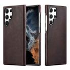 For Samsung Galaxy S22 Ultra 5G Crazy Horse Cowhide Leather Magnetic Back Phone Case(Coffee) - 1