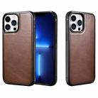 For iPhone 13 Pro ICARER Cowhide Leather TPU Back Phone Case (Brown) - 1