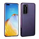 For Huawei P40 Pro Plating Cowhide Leather + PC Back Phone Case(Purple) - 1