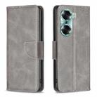 For Honor 60 Lambskin Texture Pure Color Horizontal Flip Leather Phone Case(Grey) - 1