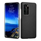 For Huawei P40 Grain Cowhide Leather Back Phone Case(Black) - 1