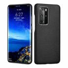 For Huawei P40 Pro Grain Cowhide Leather Back Phone Case(Black) - 1