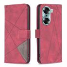 For Honor 60 Rhombus Texture Magnetic Buckle Horizontal Flip Leather Phone Case(Red) - 1