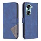 For Honor 60 Rhombus Texture Magnetic Buckle Horizontal Flip Leather Phone Case(Blue) - 1