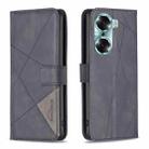 For Honor 60 Rhombus Texture Magnetic Buckle Horizontal Flip Leather Phone Case(Black) - 1