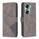 For Honor 60 Rhombus Texture Magnetic Buckle Horizontal Flip Leather Phone Case(Grey) - 1