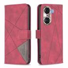 For Honor 60 Pro Rhombus Texture Magnetic Buckle Horizontal Flip Leather Phone Case(Red) - 1