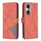 For Honor 60 Pro Rhombus Texture Magnetic Buckle Horizontal Flip Leather Phone Case(Brown) - 1