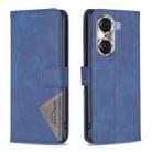 For Honor 60 Pro Rhombus Texture Magnetic Buckle Horizontal Flip Leather Phone Case(Blue) - 1