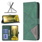 For Motorola Moto G51 5G Rhombus Texture Magnetic Buckle Horizontal Flip Leather Phone Case(Green) - 1